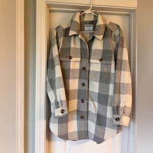 Old Navy white and gray checkered coat